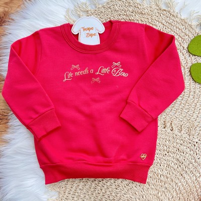  Conj. Casaco Life needs a Little Bow e Calça Legging - Vermelho e Dourado